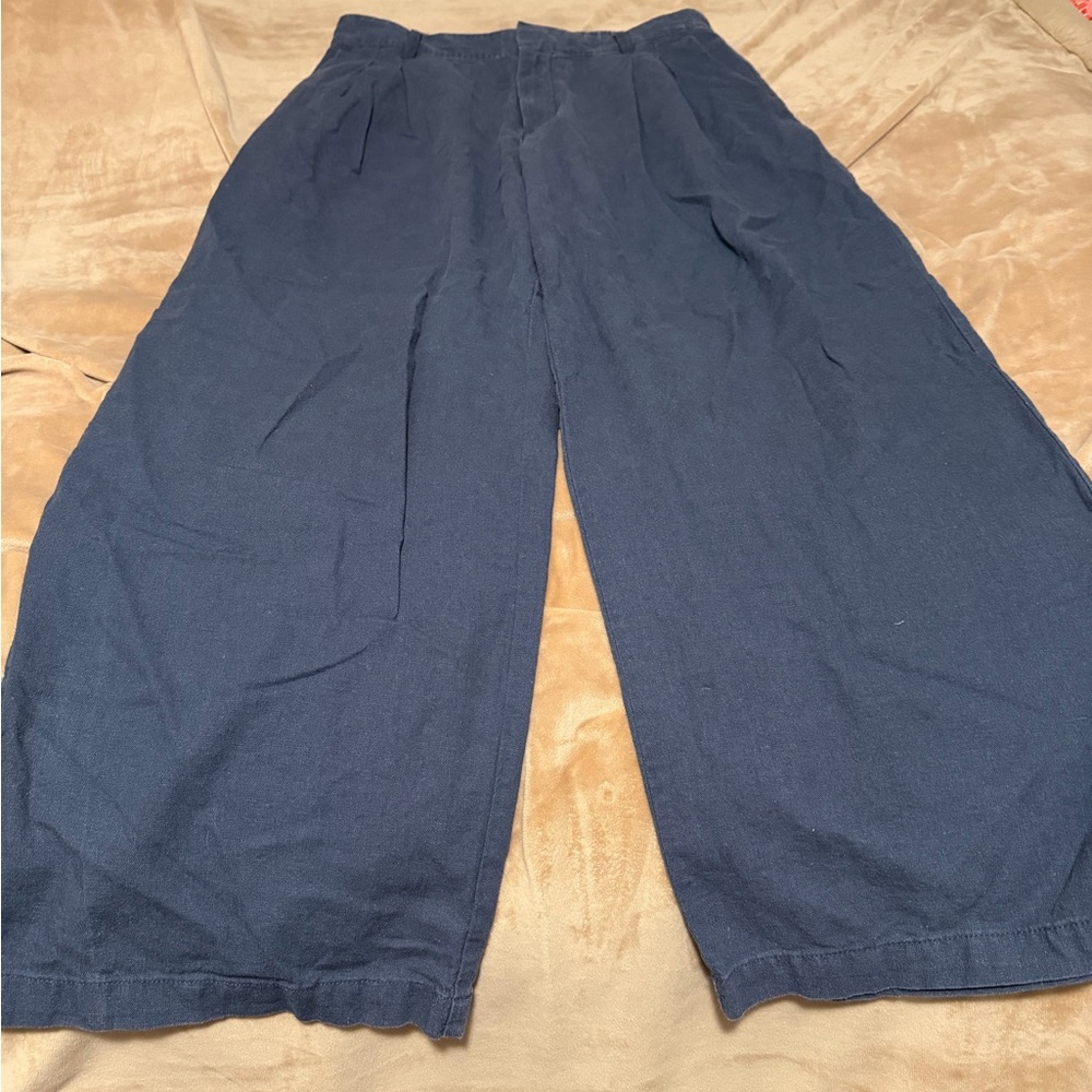 GAP Women’s Linen Navy Blue Easy Trouser 12